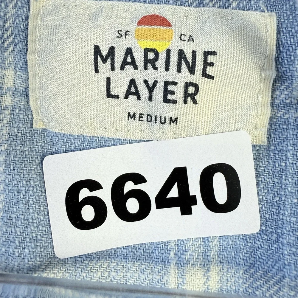 Marine Layer Blue Plaid Casual Button Down Shirt - Picture 10 of 10